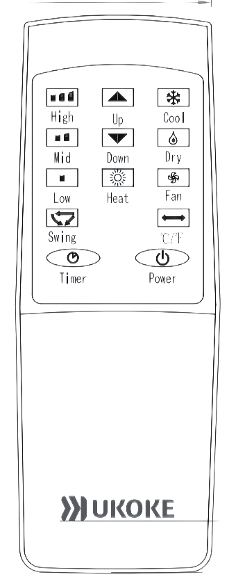 Ukoke Remote for Portable AC 12000 & 10000 BTU Models