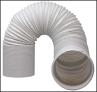 Flexible portable air conditioner exhaust hose, white, accordion-style