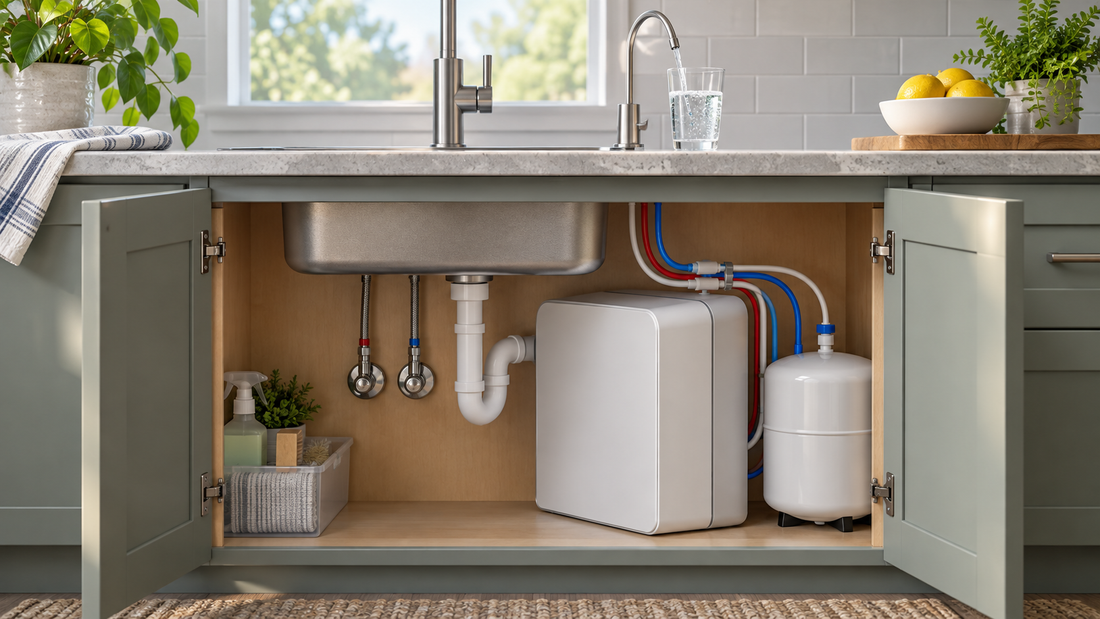 AI illustrative under-sink tankless reverse-osmosis system