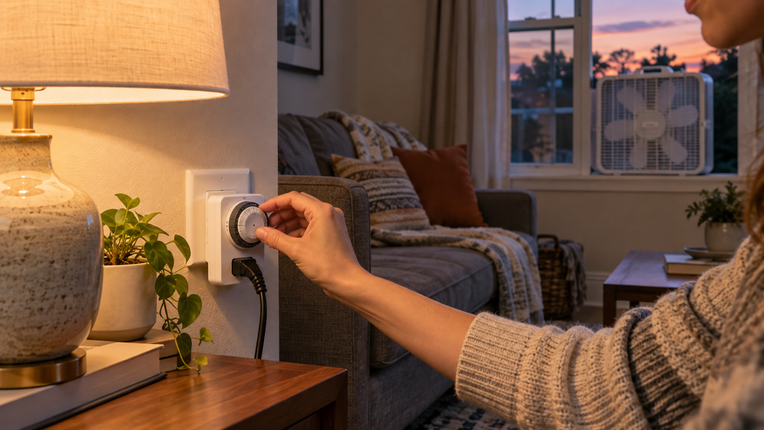 AI illustration of a programmable outlet timer used in a safe home setup