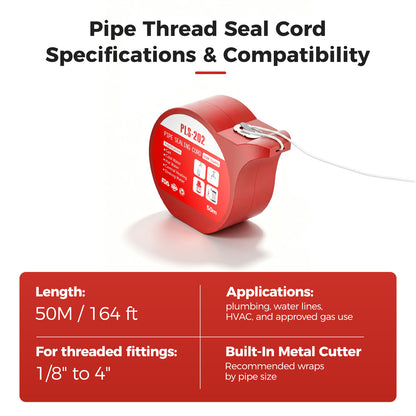 Ukoke 164ft  Pipe Thread Sealant Cord for NPT Fittings (1/8”–4”) – Professional Plumber’s Grade Thread Seal String – Leak-Proof Upgrade for Water, Gas, HVAC & Solar – 50m