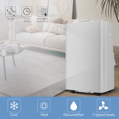 Ukoke USPA0112 8150 Btu/h 4-in-1 Compact Bedroom Room Climate Control Whisper Quiet Portable air Conditioner Energy efficient Cooling System Unit with dehumidifier, White