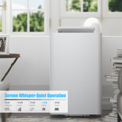 Ukoke USPA0112 8150 Btu/h 4-in-1 Compact Bedroom Room Climate Control Whisper Quiet Portable air Conditioner Energy efficient Cooling System Unit with dehumidifier, White