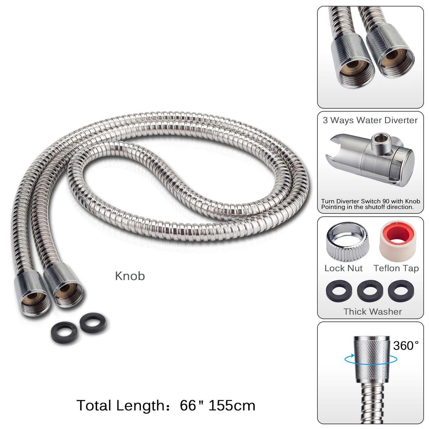 Ukoke Shower Head, 2 in 1 handheld Shower & Fixed Shower head Combo, High Pressure 24 Function Rainfall Chrome Face