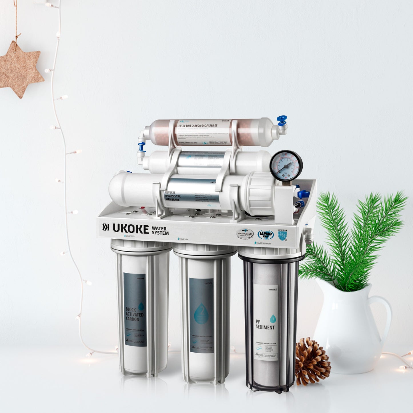 Ukoke RO8-L 6 Stage Reverse Osmosis Water Filtration System, 75 GPD
