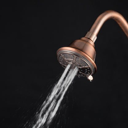 Ukoke High Pressure Fixed Mount Shower Head with 5 Spray Settings, Bronze