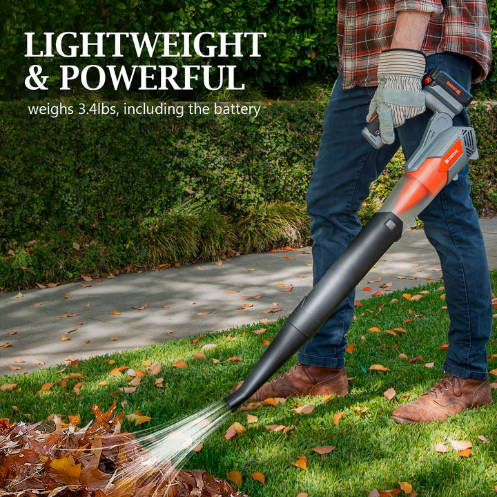 Ukoke 20V Cordless Leaf Blower- 2.0 Ah Brushless Leaf Blower Lithium Battery and Charger Included