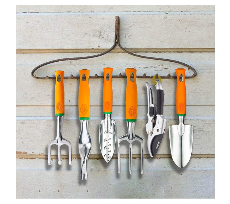 Ukoke 12 Pieces Aluminum Garden Tool Kit & Gardening Apron with Storage Pocket