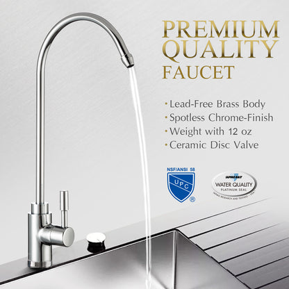 Ukoke Premium Stainless Steel Drinking Reverse Osmosis Water Filtration Systems, 100% Lead-Free RO Faucet, Spotless Chrome