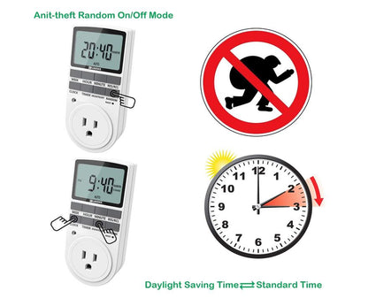 Ukoke 7-Day Digital Electrical Programmable Timer Outlet Switch Plug for Lights