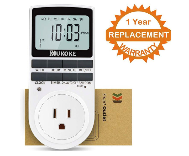 Ukoke 7 Day Digital Appliance Timer Outlet Electric Switch Weekly Programmable 1 Pack