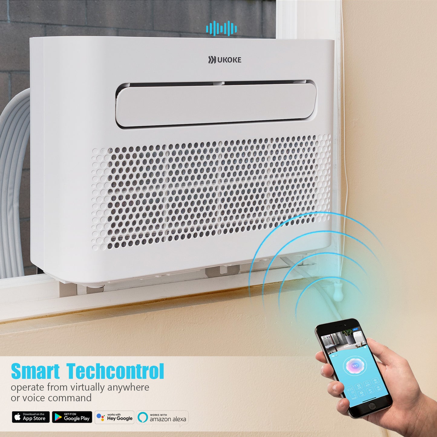 Ukoke USPC06C Caravan Window Air Conditioner, Cools up to 200 Sq.Ft,Works with Alexa, 6500 BTU