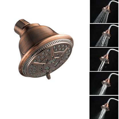 Ukoke High Pressure Fixed Mount Shower Head with 5 Spray Settings, Bronze