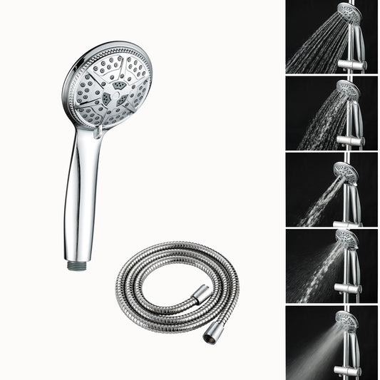 Ukoke High Pressure Hand Held Shower Head and Hose with 5 Spray Settings, Chrome